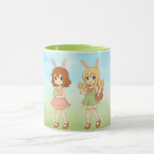 Mug Jolies filles lapins de Pâques d'anime