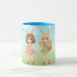Mug Jolies filles lapins de Pâques d'anime