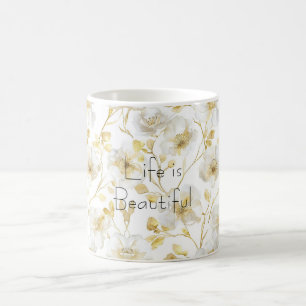 Mug Jolies Fleurs Blanches Dorées