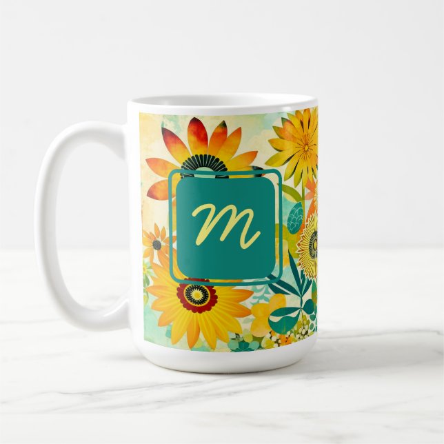 Mug Jolies fleurs d'art populaire Monogrammé (Gauche)
