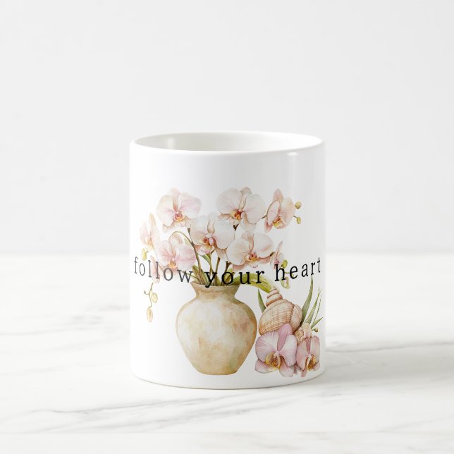 Mug Jolies fleurs d'orchidées roses (Centre)