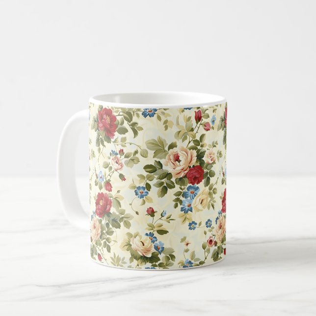 Mug Jolies fleurs romantiques de printemps rouge pour  (Devant gauche)