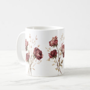 Mug Jolies fleurs rouge Bourgogne