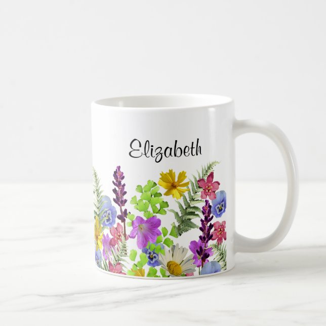Mug Jolies fleurs sauvages avec nom personnalisé femme (Droite)