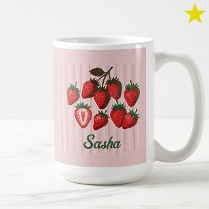 Mug Jolies fraises et rayures au Risographe avec nom p