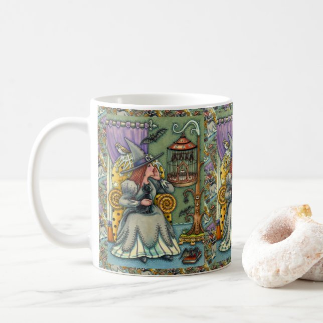 MUG JOLIMENT WITCH, CHAT & SES ANIMAUX, CAGE DE MAIN,  (Avec donut)