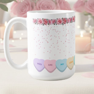 Mug Jolis cœurs et roses de bonbons de la Saint-Valent