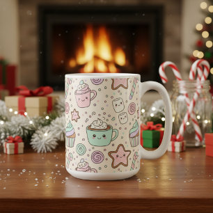 Mug Jolis Kawaii Friandises de Noël Fêtes Pastel