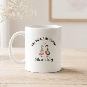 Mug Jolis oiseaux d'amour d'oie avec nom