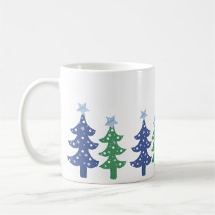 Mug Jolis sapins de Noël bleus et verts