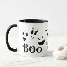 Jolis visages de fantôme BOO noir et blanc pour Ha