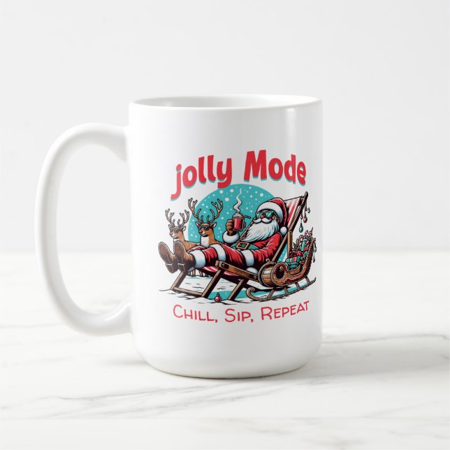 Mug Jolly Mode Santa Chill Sip Repeat  for Coworker (Gauche)