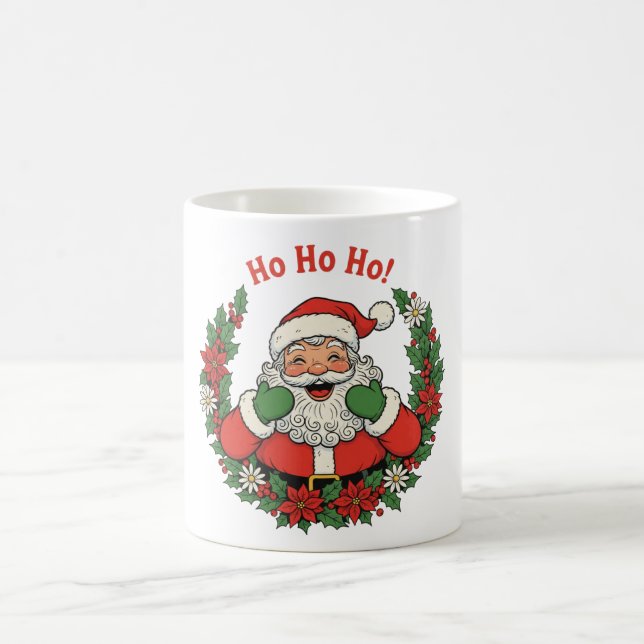 Mug Jolly Santa in a Festive Christmas Wreath (Centre)