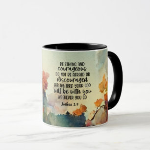 Mug Joshua 1:9 Soyez fort et courageux aquarelle