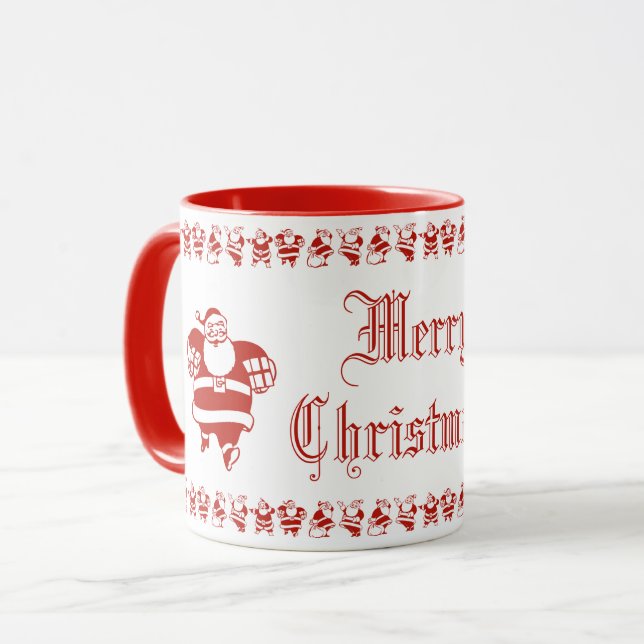 Mug Jote Funny Père Noël Motif Rouge Texte de Noël (Devant gauche)