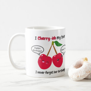 Mug Jote Red Cherry Kawaii Twins Anniversaire