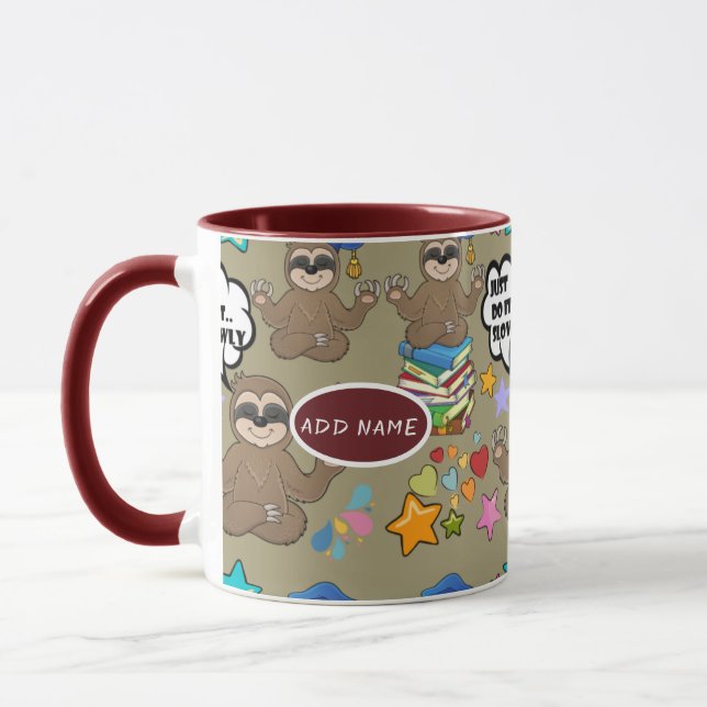 Mug Jote Sloth Brown Motif Drôle Il Juste Citer (Gauche)