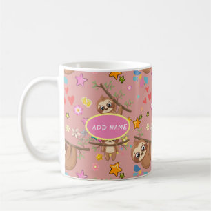Mug Jote Sloth Motif rose Ajouter Votre Texte Floral C
