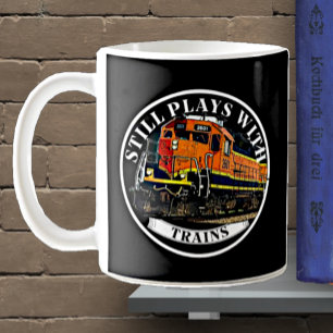 Mug Joue encore avec les trains Orange Black Diesel Tr