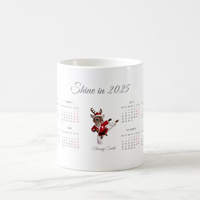 Mug Jouer Red Reindeer Personnalisé Calendrier 2025 (Centre)