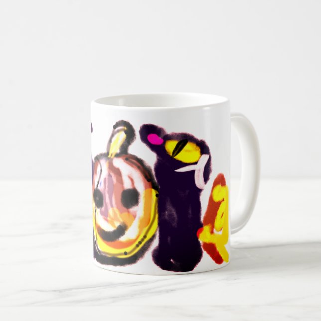 Mug Jouet de chat noir olantern mignon (Devant droit)