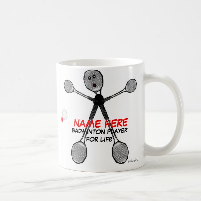 Mug Joueur Badminton Personnalisé Pour La Vie (Droite)