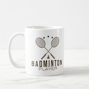 Mug Joueur de badminton avec raquettes minimaliste