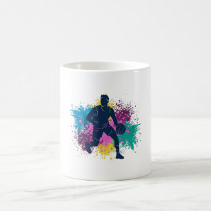Mug Joueur de basket-ball Grungy Couleurs Splashes