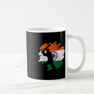 Mug Joueur de cricket indien Drapeau indien vintage 