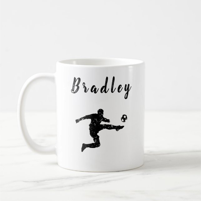 Mug Joueur de football Champ Ball Kick Grunge Personna (Gauche)