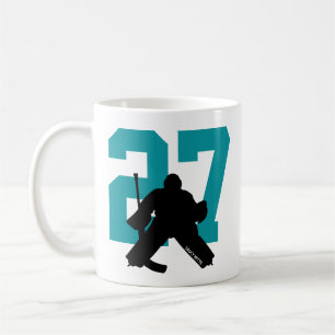 Mug Joueur de hockey personnalisé Numéro Turquoise