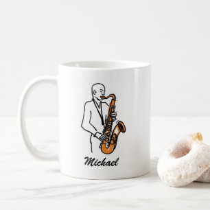 Mug Joueur de saxophone au nom personnalisé – Amateur 