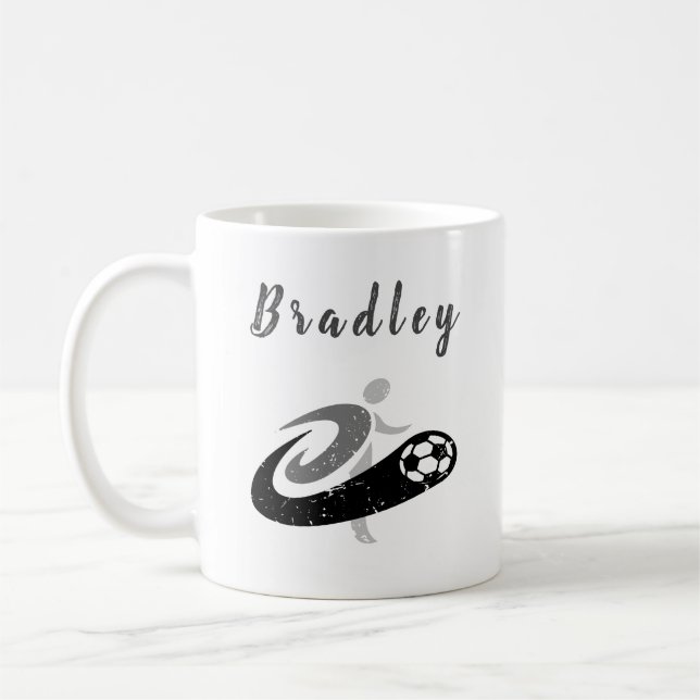 Mug Joueur de soccer noir et blanc détendu Personnalis (Gauche)