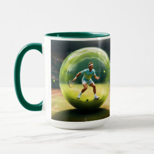 Mug Joueur De Tennis Ball Sur Court,