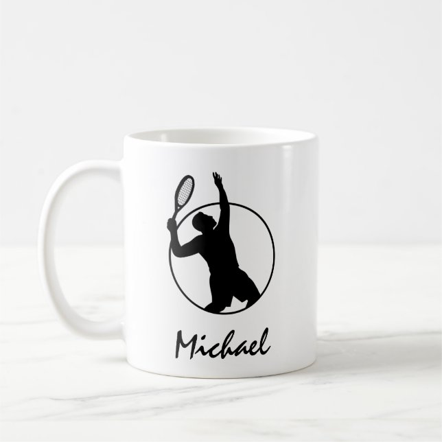 Mug Joueur de tennis Entraîneur service sportif person (Gauche)