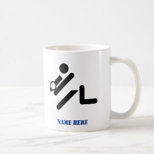 Mug Joueur de volley-ball noir, blanc, bleu icon custo