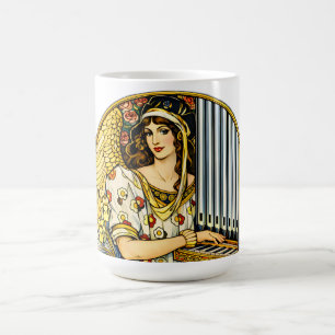 Mug Joueur d'orgue ange Art Nouveau musique vintage