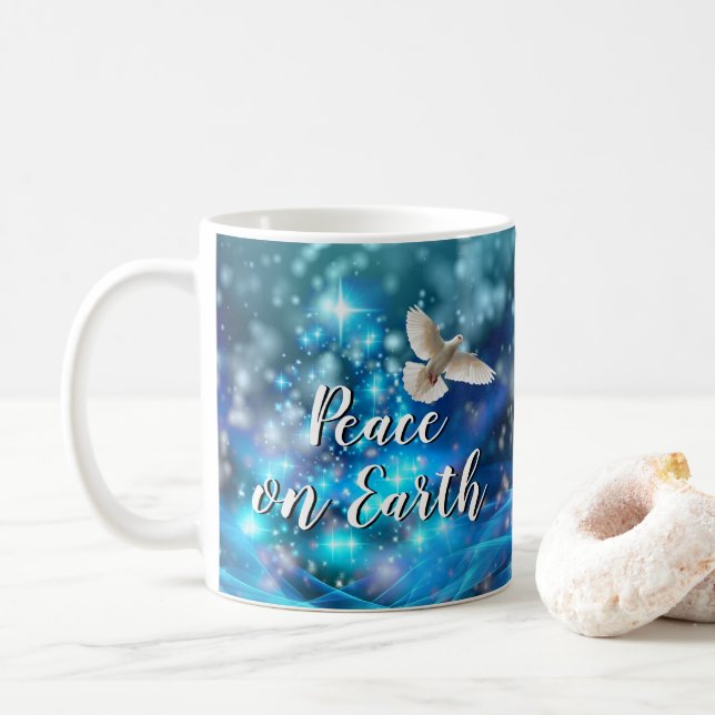 Mug Jour de la Paix de la Colombe Bleue (Avec donut)