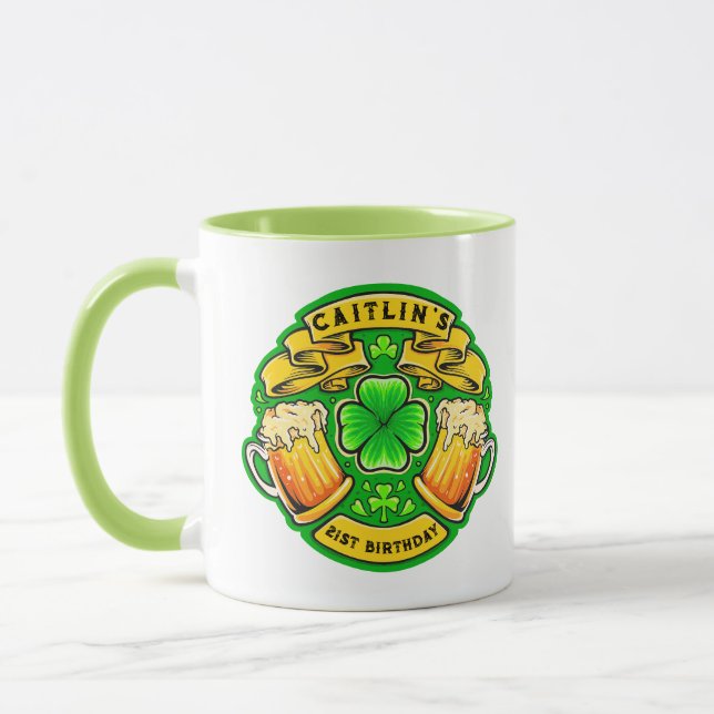 Mug Jour de la Saint Patrick Shamrock 21e anniversaire (Gauche)