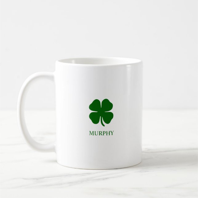 Mug Jour de la Saint Patrick Vert Quatre feuilles Clov (Gauche)