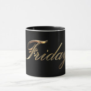 Mug Jour de la Semaine de la Typographie Noire et Or V