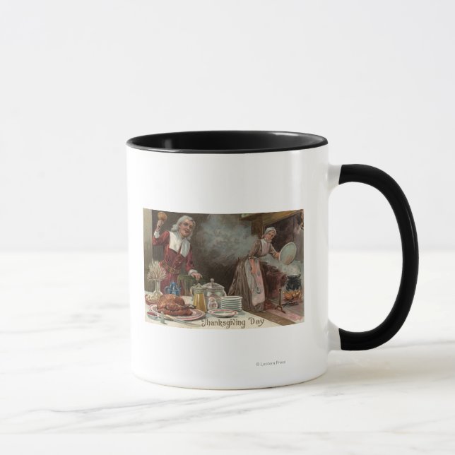 Mug Jour de l'Action de grâceScène du dîner de pèlerin (Droite)