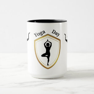 Mug Jour de Yoga Silhouettes noires Musique