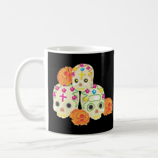 Mug Jour des Crânes de Sucre Morts et Marigolds (Gauche)