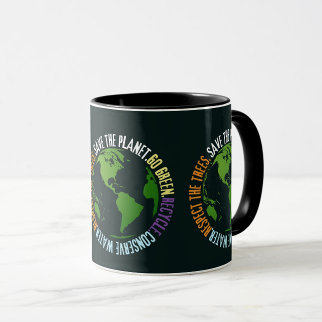 Mug Jour des terres Sauvez la planète Devenez écolo (Devant droit)