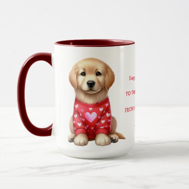 Mug Jour des Valentines de Chien Photo Personnalisé Mo (Gauche)