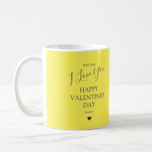 Mug Jour des Valentines de Photo Gris Et Jaune Moderne (Gauche)