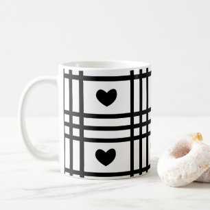 Mug Jour des Valentines des Coeurs Noirs et Blancs