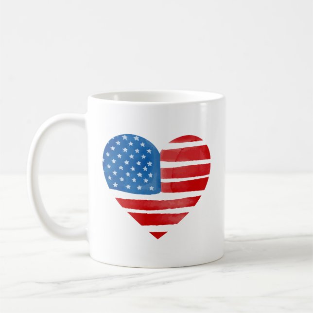 Mug Jour des Valentines États-Unis Drapeau Coeur patri (Gauche)