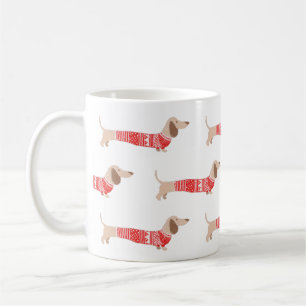 Mug Jour férié de l'Motif Wiener Dog Red Christmas S
